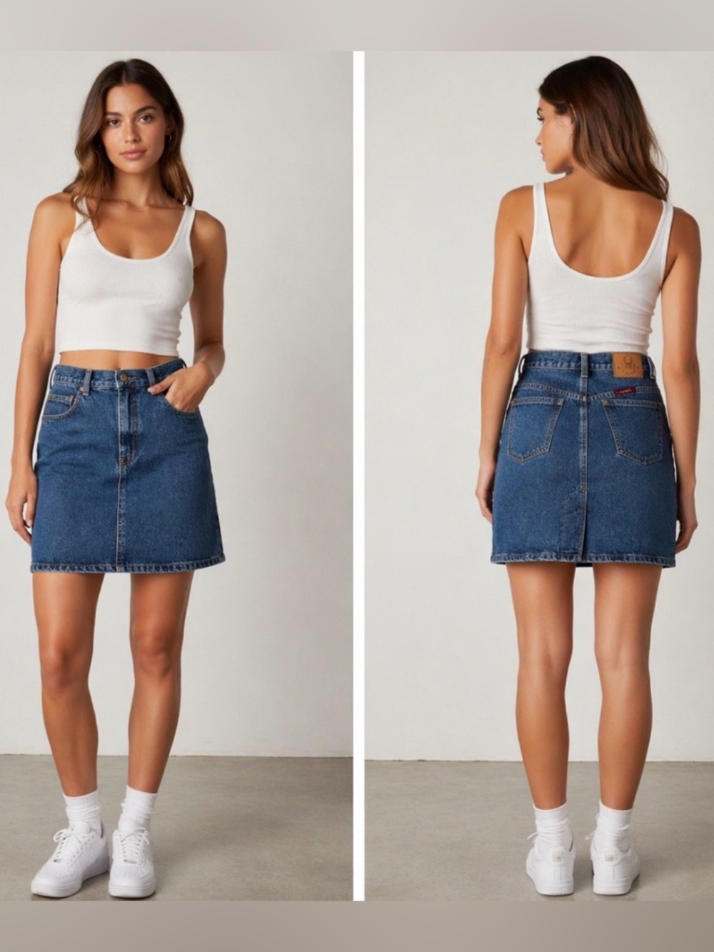 1Vintage Alfred Sung Indigo Denim high waisted Skirt 14” 20”L